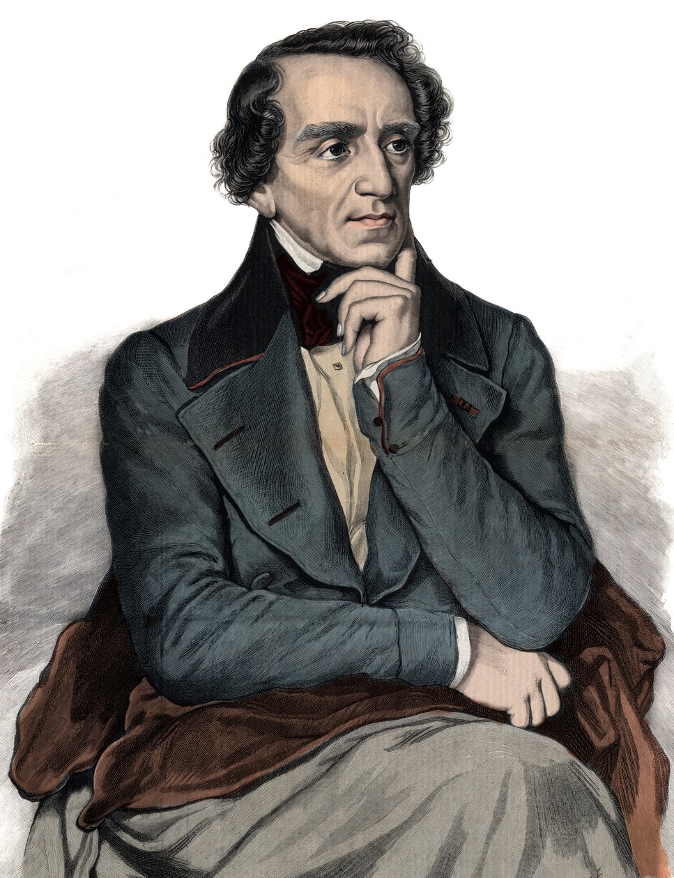 Portrett av den engelske operakomponisten Giacomo Meyerbeer (1791-1864) Gravering av Unknown artist