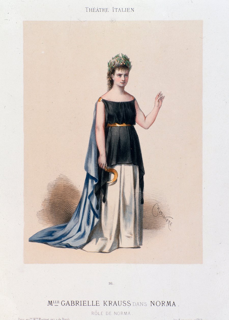 Portrett av sangerinnen Gabrielle Krauss i operaen Norma av Unknown artist