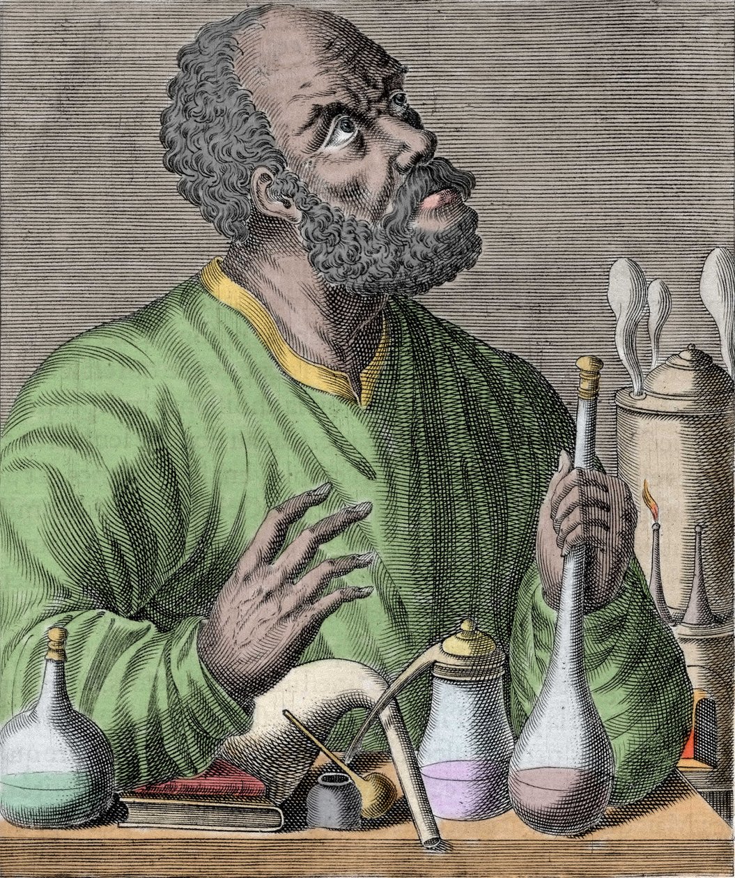 Portrett av den arabiske kjemikeren Jaber (Jabir Ibn Hayyan) Jabir Ibn Hayyan (621-6). av Unknown artist