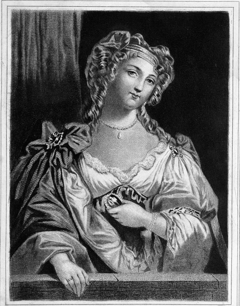 Portrett av hertuginnen av Fontanges (1661 - 1681), favoritt av Louis XIV. Gravering fra 1800-tallet. av Unknown artist