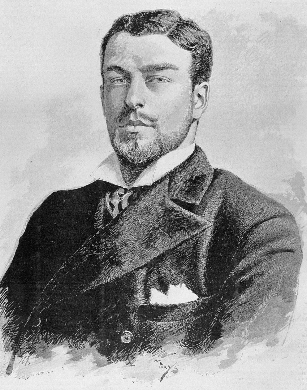 Portrett av hertugen av Orleans. Gravering av slutten av 1800-tallet i "Histoire de France"" av H. Martin. av Unknown artist
