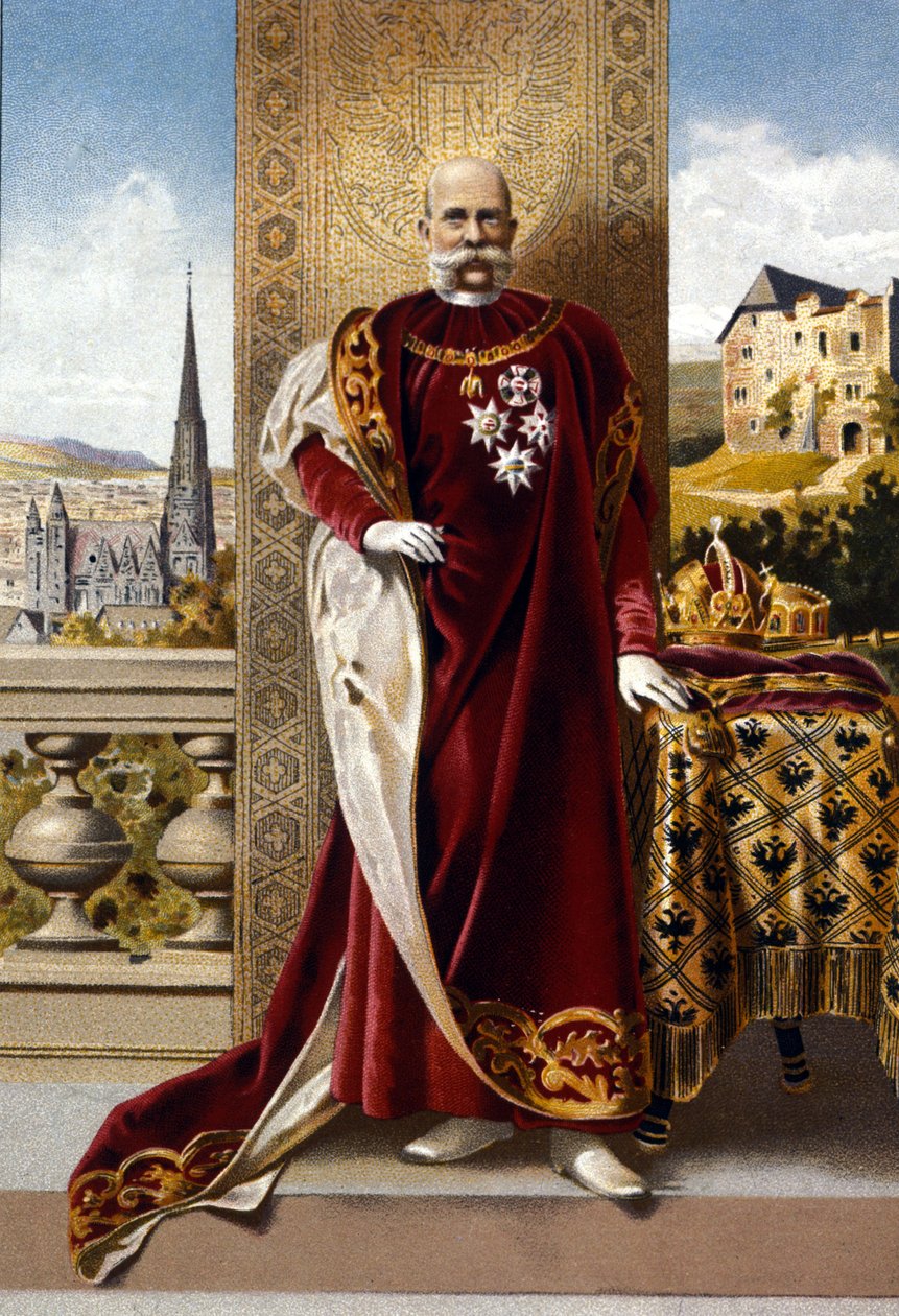 Portrett av keiseren av Østerrike Frans Josef I (1830 - 1916). kromolitografi fra slutten av 1800-tallet.. av Unknown artist