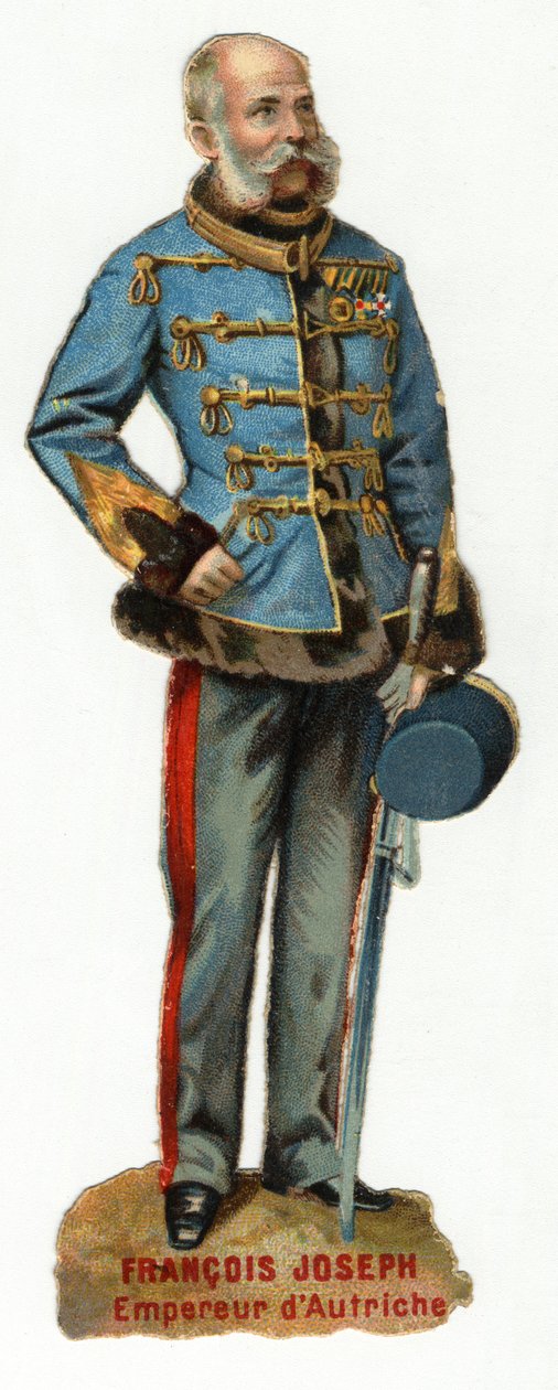 Portrett av keiseren av Østerrike Francois Joseph I (1830-1916) Kromolitografi sent på 1800-tallet. Privat samling av Unknown artist