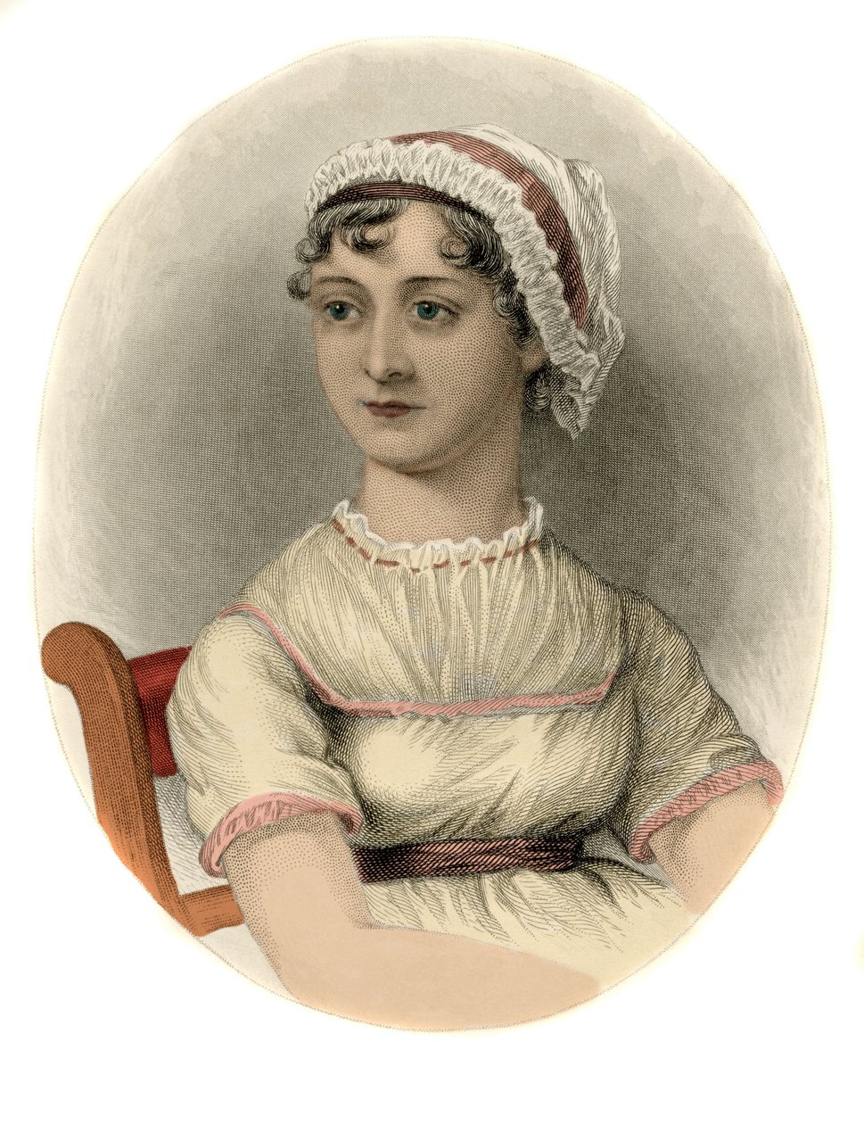 Portrett av den engelske forfatteren Jane Austen (1775-1817) Gravering av 1870. av Unknown artist