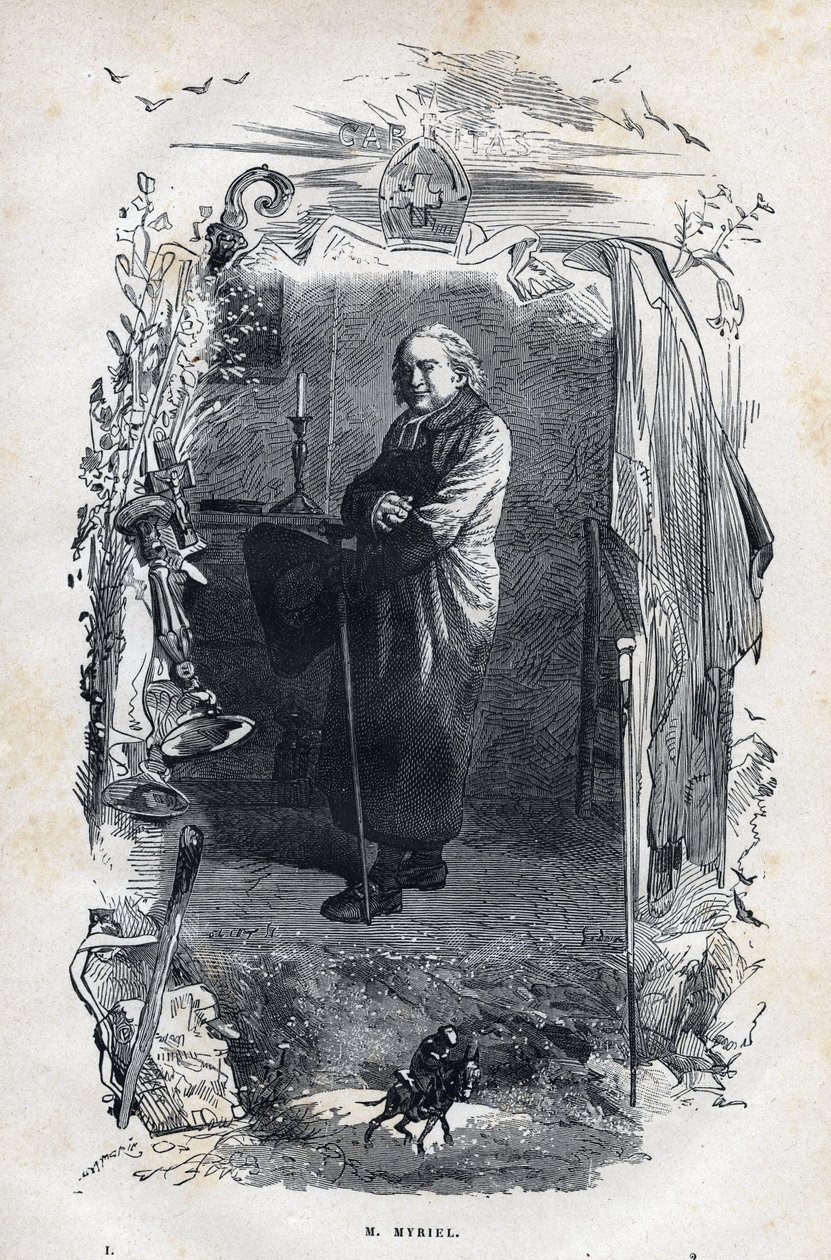 Portrait of the Eveque Myriel - Illustrasjon av Gustave Brion (1824-1877) for "The Miserables - First Part: Fantine" av Victor Hugo (1802-1885) 1862 av Unknown artist