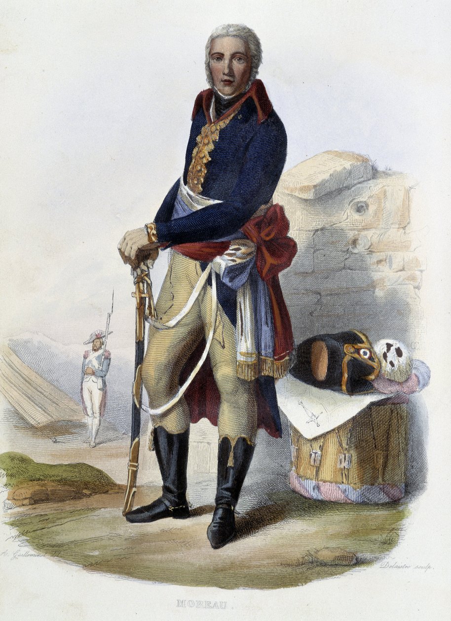 Portrett av den franske generalen Jean Victor (Jean-Victor) Moreau (1763-1813) - i "" Le Plutarque francais"", Ed. Mennechet, Paris av Unknown artist