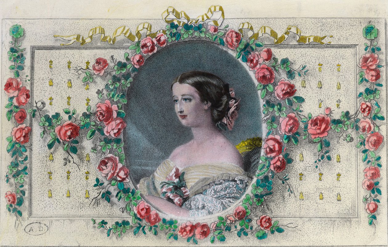 Portrett av den franske imponen Eugenie de Montijo (1826 - 1920). Gravering av 1800-tallet. Privat samling. av Unknown artist
