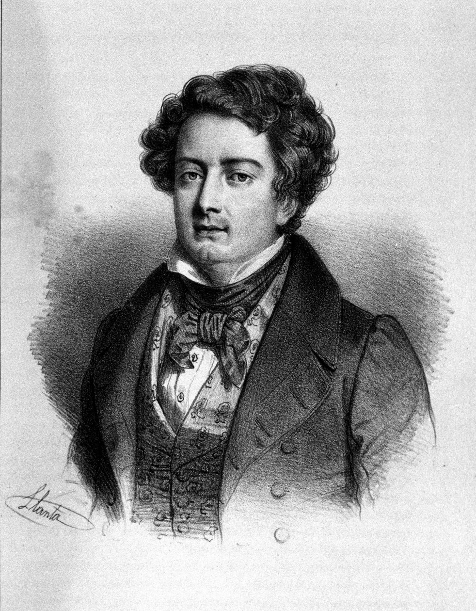 Portrett av den franske tenoren Adolphe Nourrit (1802 - 1839). av Unknown artist