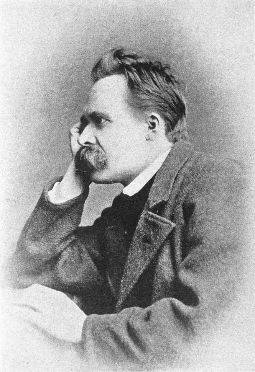Portrett av den tyske filosofen Friedrich Nietzsche (1844 - 1900). av Unknown artist