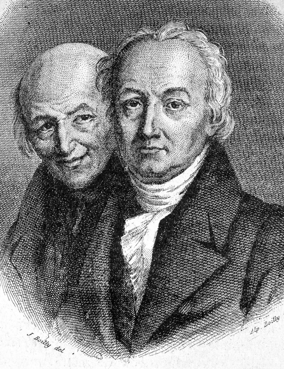 Portrett av Hauy-brødrene: Abbe Rene Just Hauy (1743 - 1822), fransk mineralog, og Valentin Hauy (1745 - 1822), fransk pedagog - i "" Les Contemporains", n.d. slutten av 1800-tallet. av Unknown artist