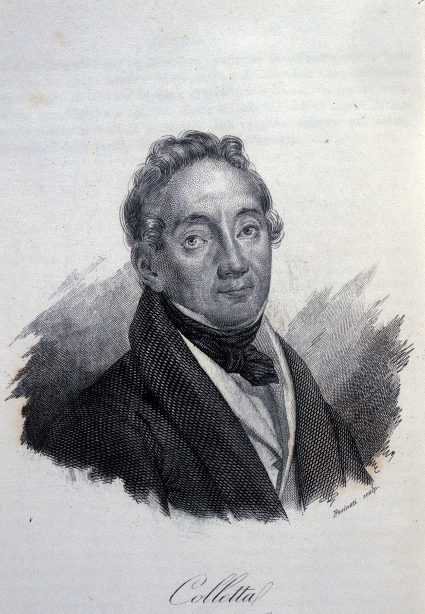 Portrett av den italienske patrioten og historikeren Pietro Colletta (1775-1831) Gravering fra 1800-tallet av Unknown artist