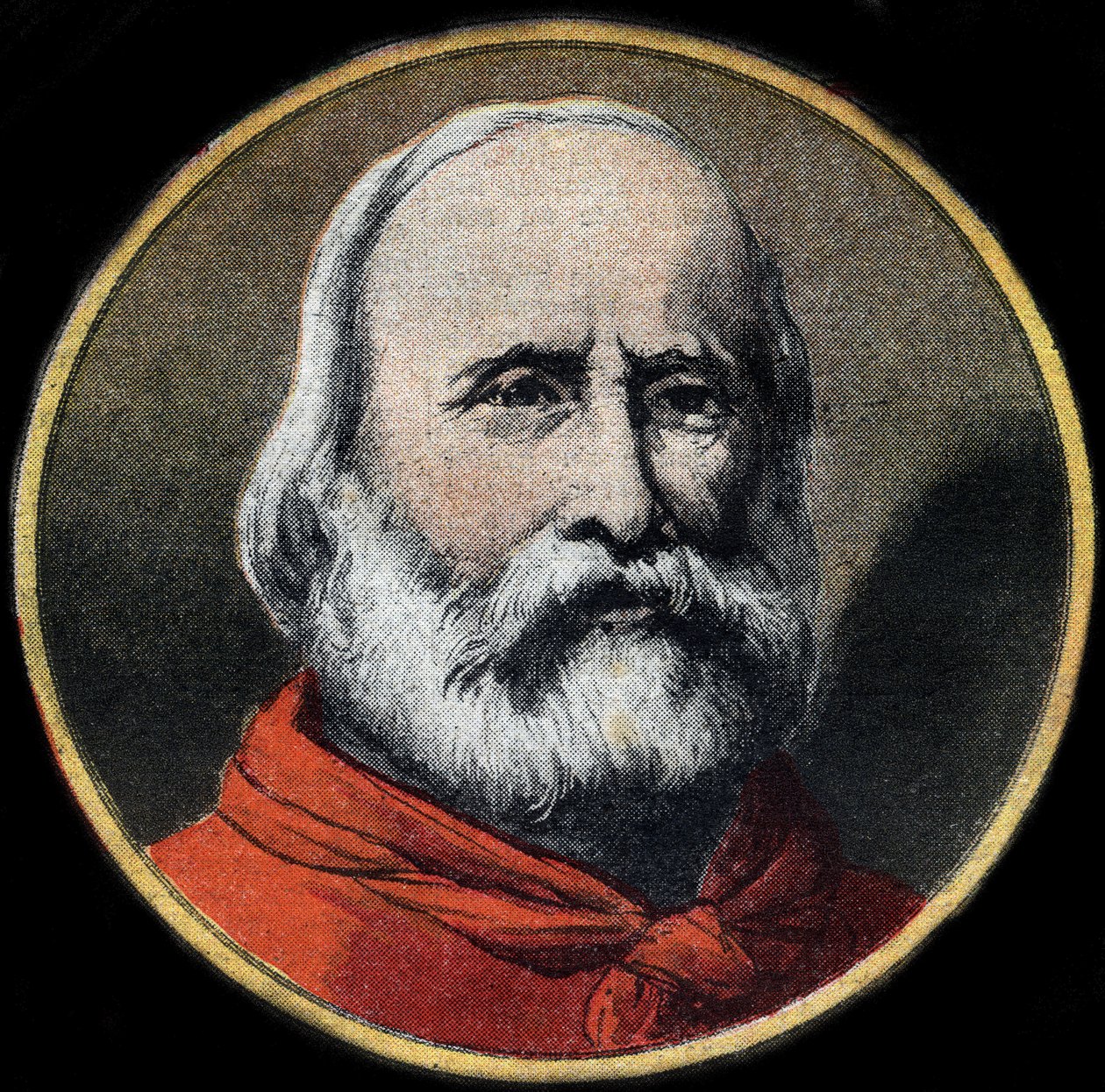 Portrait of the Italian military and politician Giuseppe Garibaldi (1807-1882). Private collection. av Unknown artist
