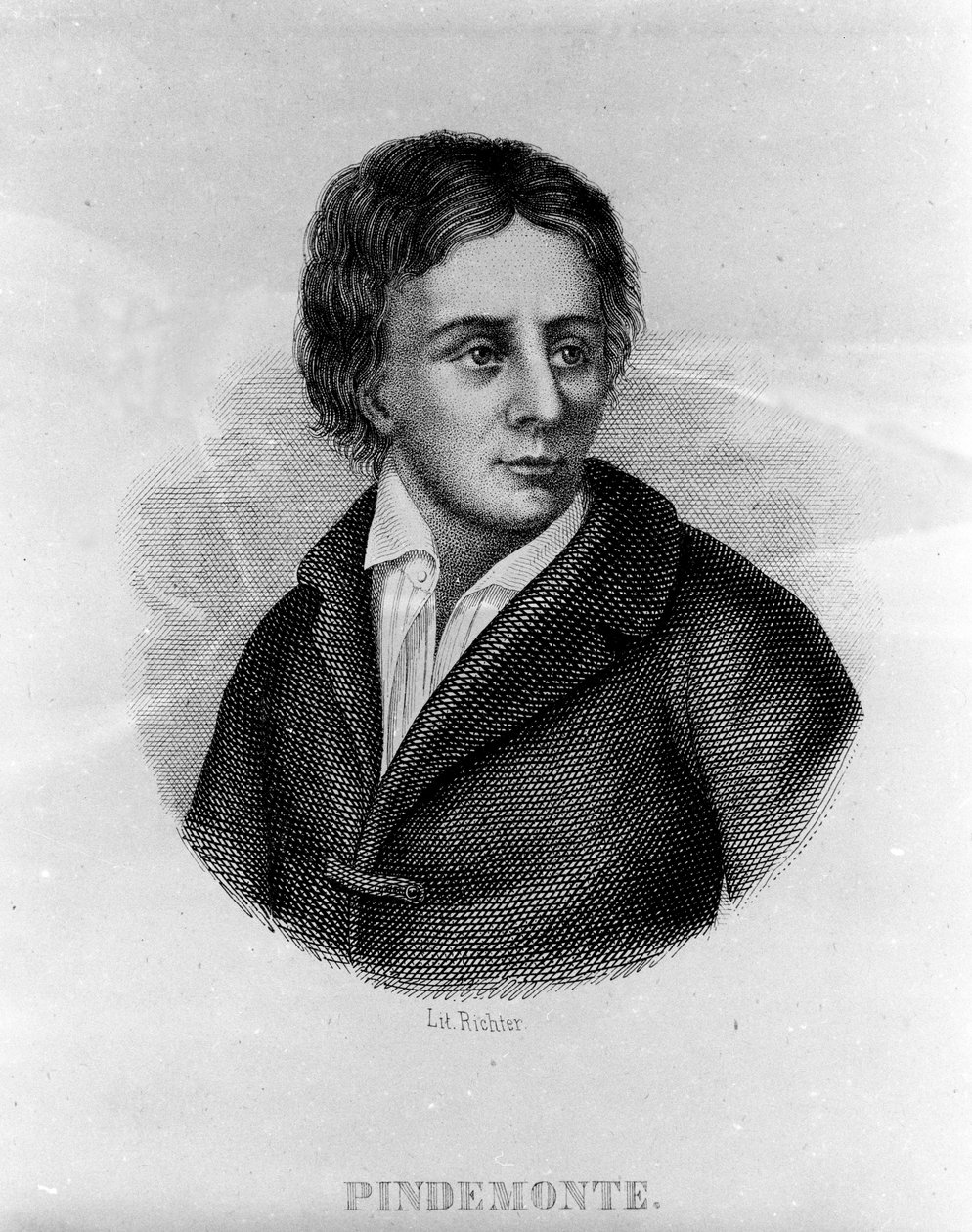 Portrett av den italienske poeten Ippolito Pindemonte (1753-1828), venn av poeten og den italienske dramatikeren Ugo Foscolo (1778-1827) Gravering fra 1800-tallet av Unknown artist