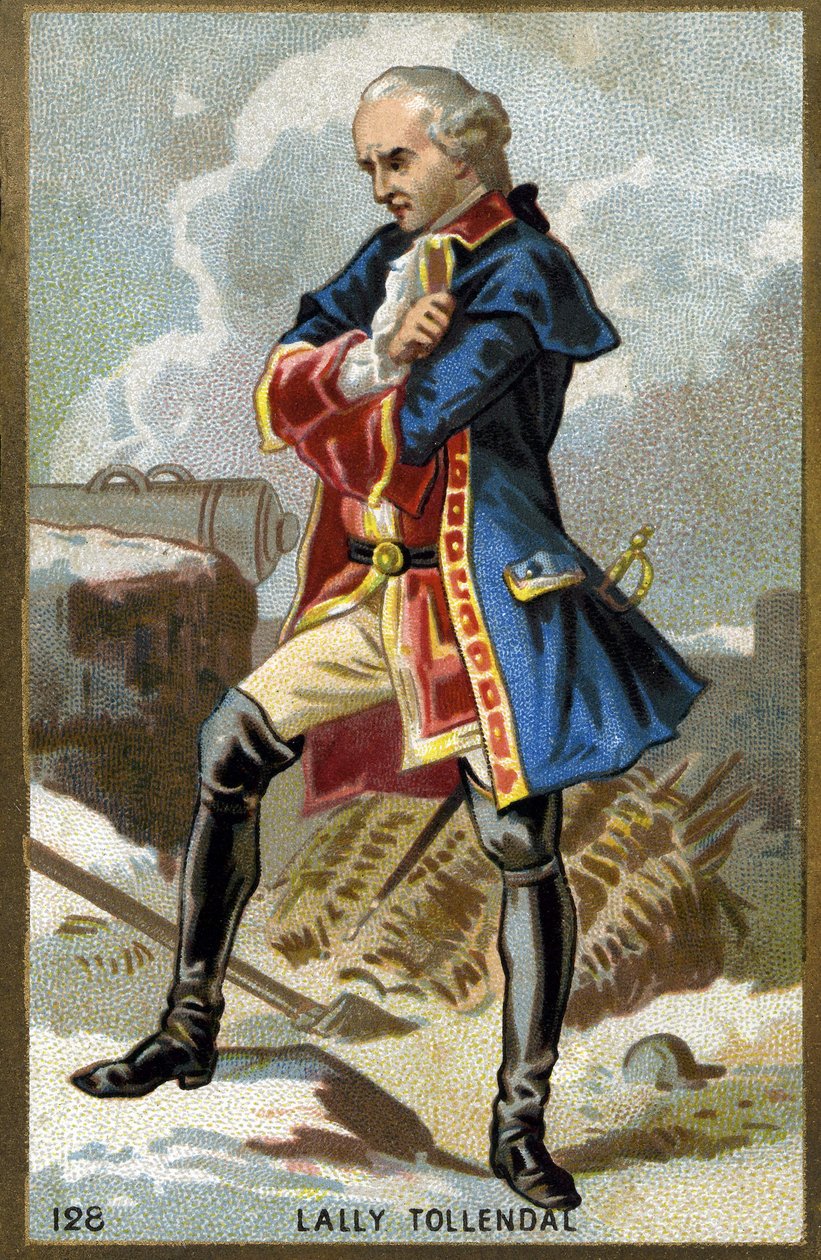 Portrait of the Marquis of Thomas Arthur, Baron de Tollendal, Earl of Lally (1702 - 1766), French general of Irish origin. Chromolithography of the late 19th century. av Unknown artist
