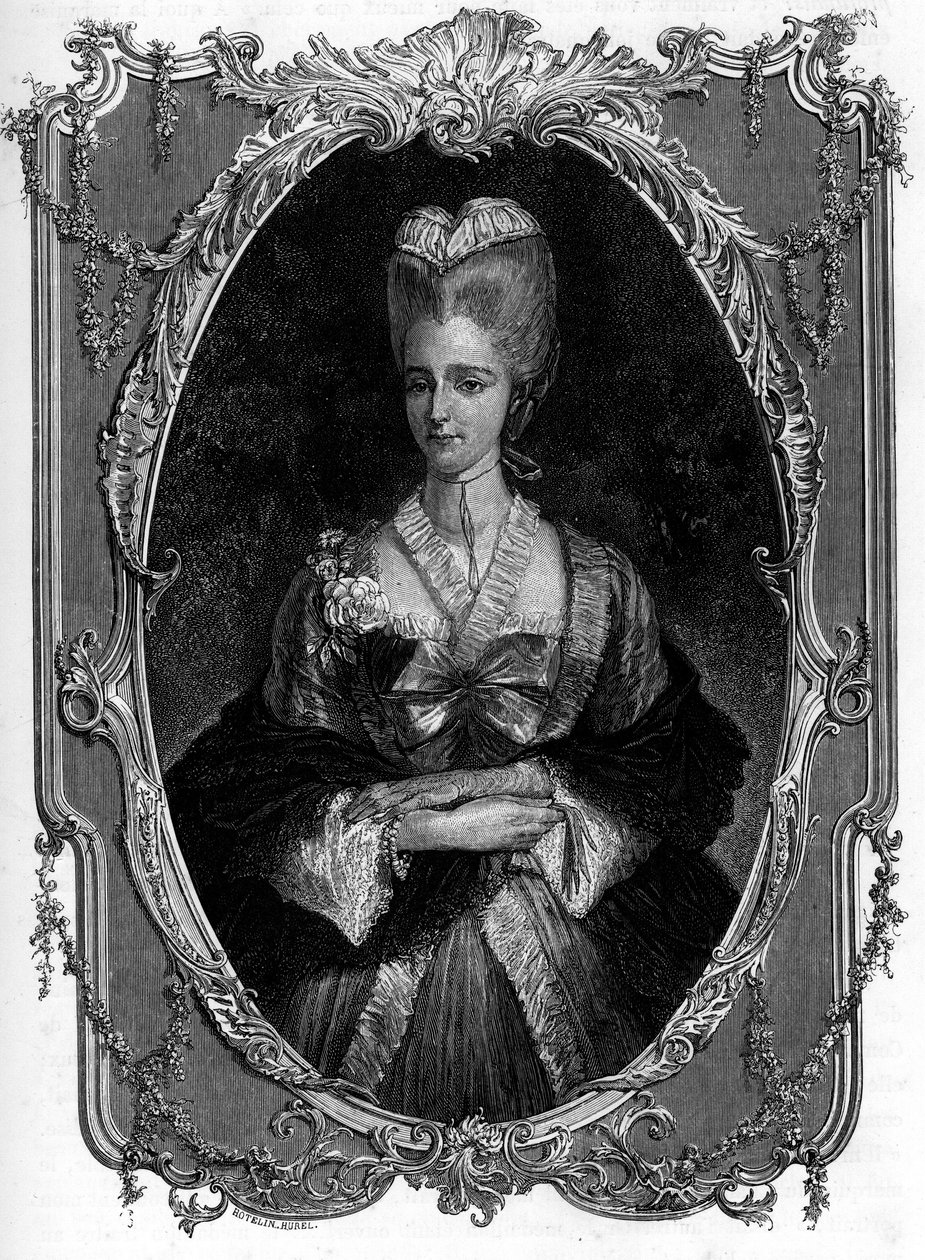 Portrett av Marquise of Boufflers Marie Francoise Catherine de Beauvau Craon (1711-1787) - Gravering av 1862 i "" The Queens of the World"" av våre første forfattere - Utgitt under ledelse av JGD Armandaud av Unknown artist