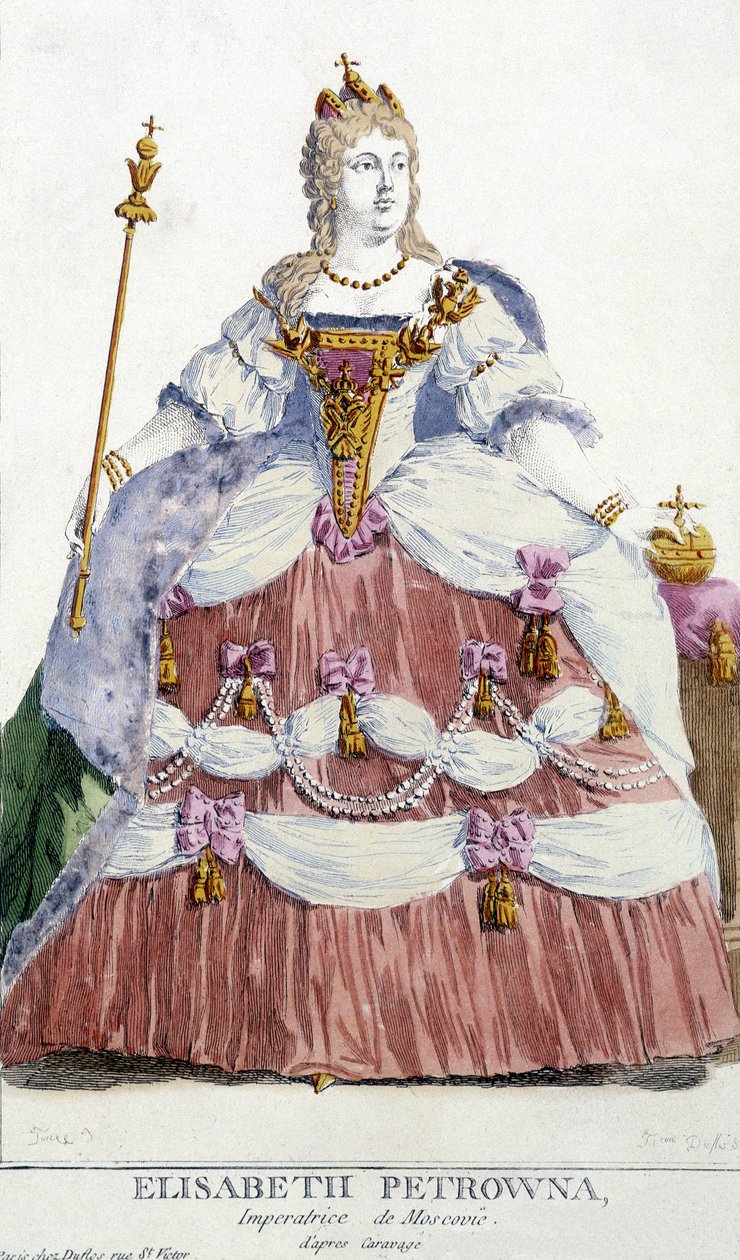 Portrett av Moskva-imponen Elisabeth Petrowna (datter av Peter den store 1709-1761). Illustrasjon av 1800-tallet. av Unknown artist