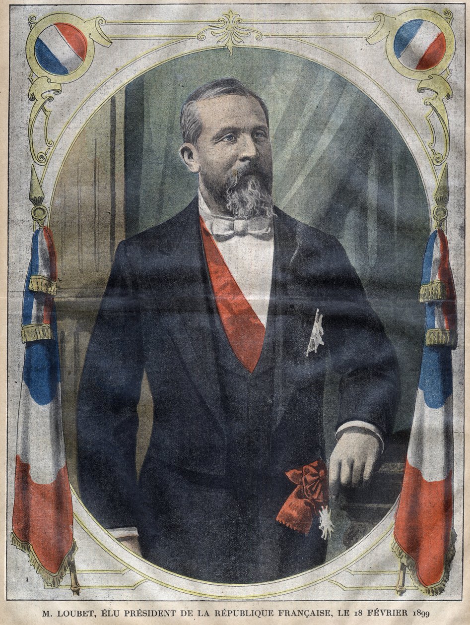 Portrett av den franske republikkens president Emile Loubet (1838-1929) - Gravering i le-pelerin fra 1899 av Unknown artist
