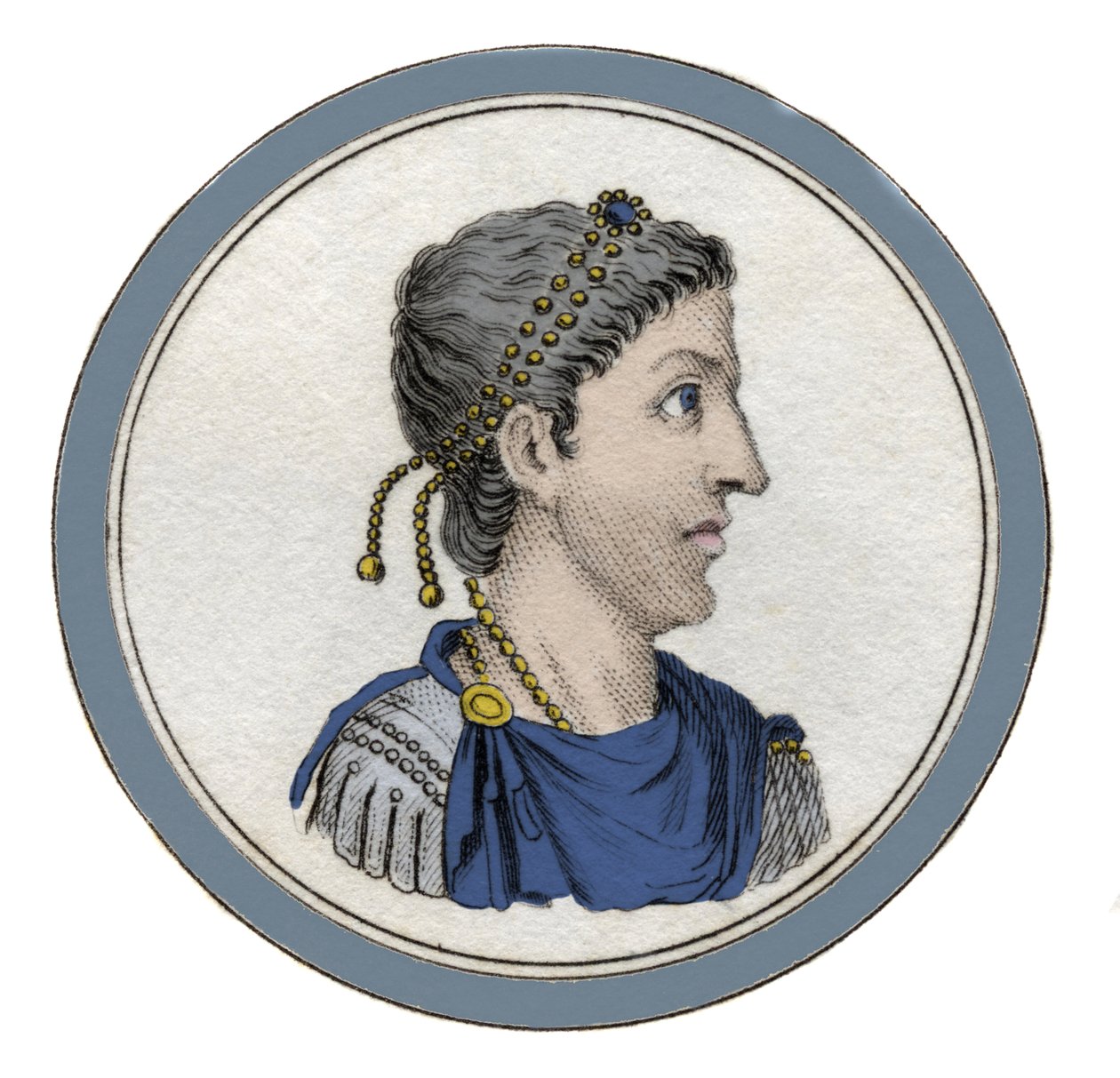 Portrett av den romerske keiseren Flavius Honorius (384-423). av Unknown artist