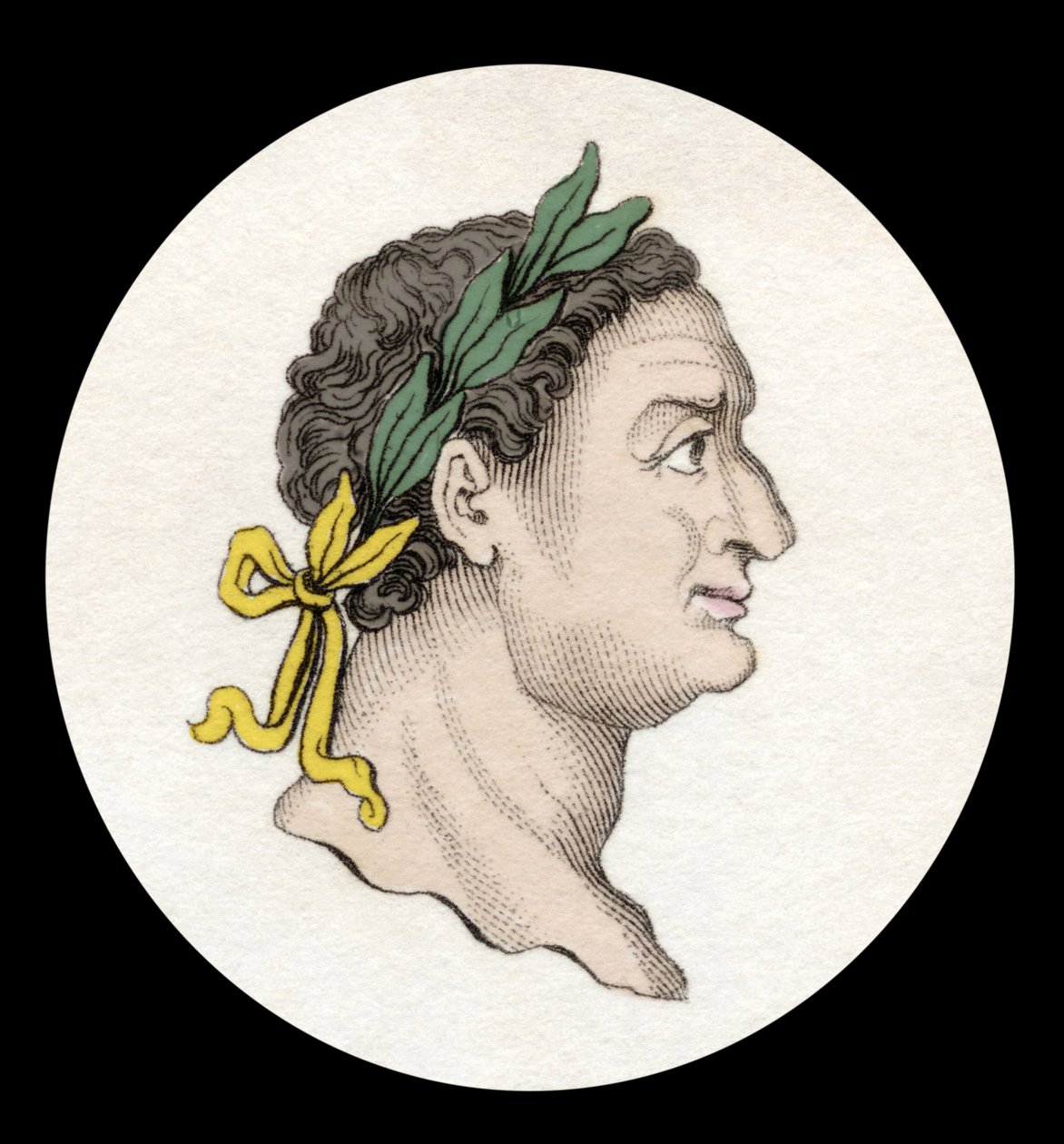 Portrett av den romerske keiseren Titus (39-81). (Titus Flavius Sabinus Vespasianus). Gravering av 1800-tallet. av Unknown artist