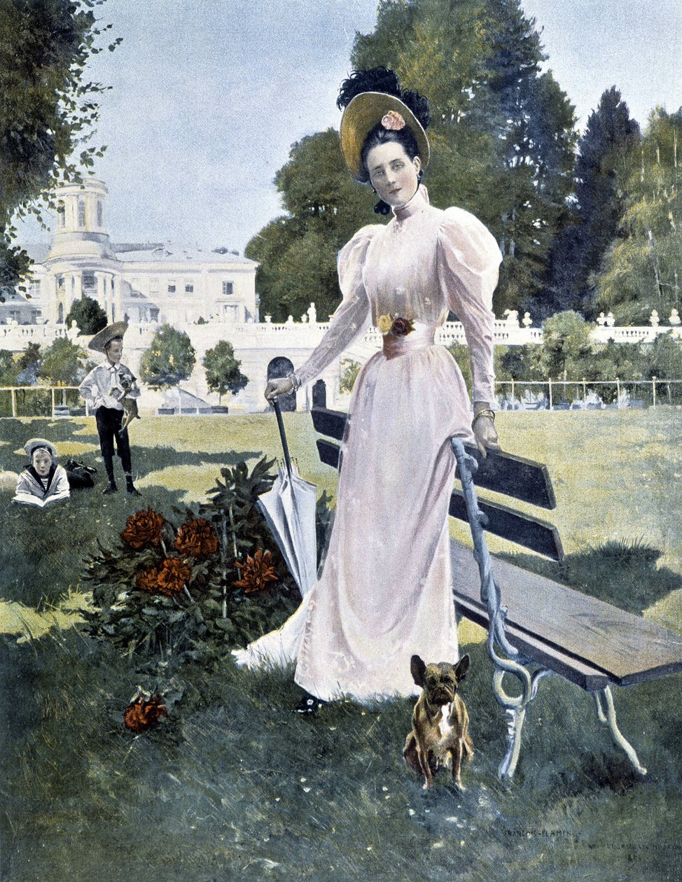 Portrett av den russiske prinsessen Youssopoff i en park i 1844. av Unknown artist