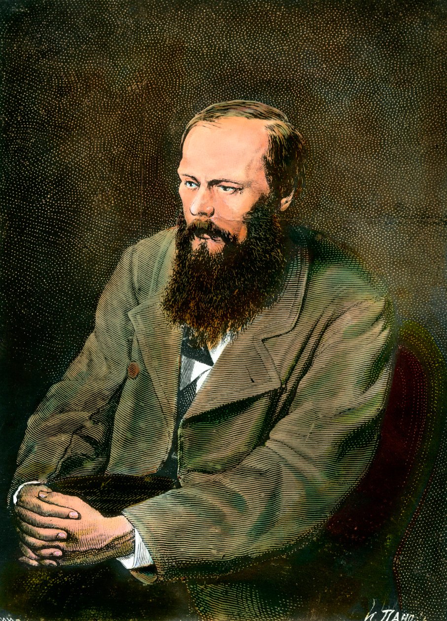 Portrett av den russiske forfatteren Fjodor Dostojevskij (Dostojevskij eller Dostojevskij) (1821-1881). av Unknown artist