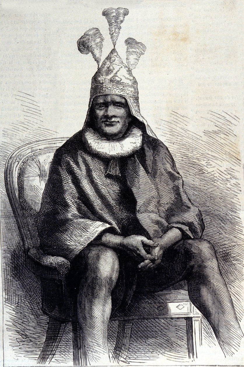 Portrett av Zulu-kongen Cetshwayo (eller Cetawayo, Cetewayo, Cetywajo, Ketchwayo) (1826-1884) Gravering fra 1800-tallet av Unknown artist