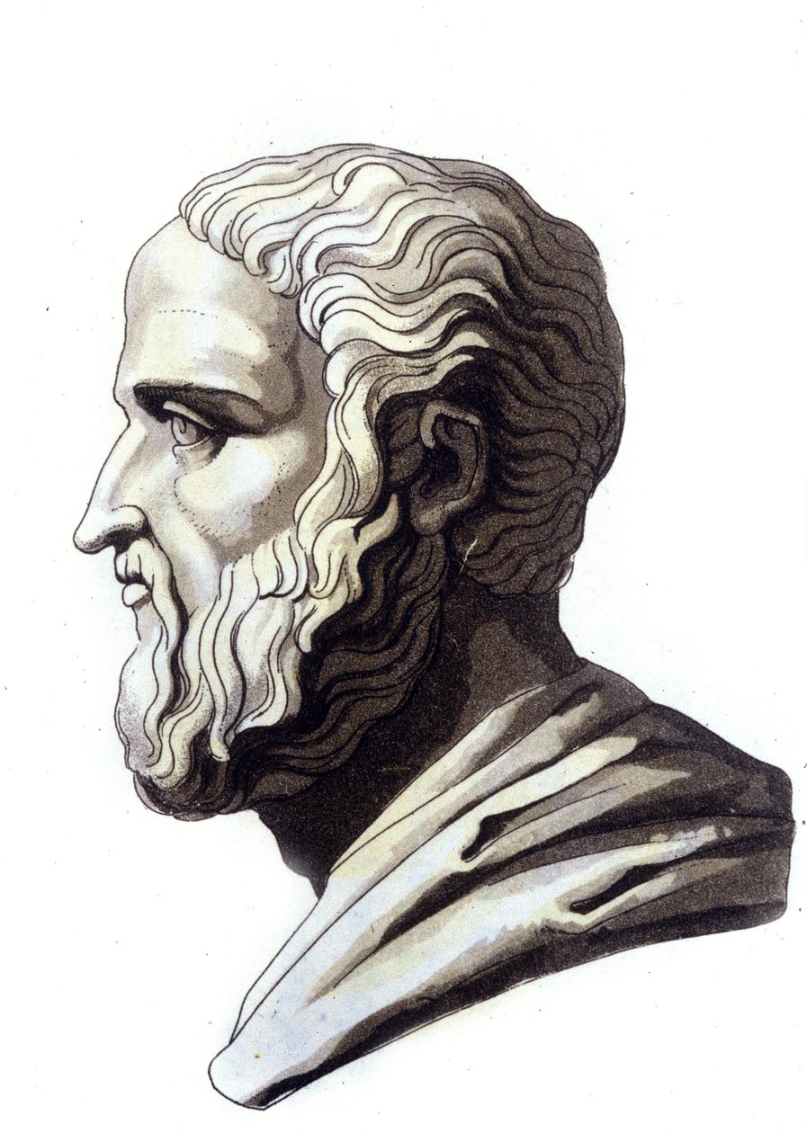 Portrett av loftstaleren Isorate (436-338 f.Kr.). av Unknown artist