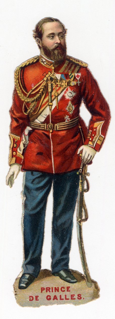 Portrait of the future Prince of Wales Edward VII (Edward 7), King of Great Bratagne and Ireland (1841-1910).Chromolithography late 19th century. Private Collection av Unknown artist