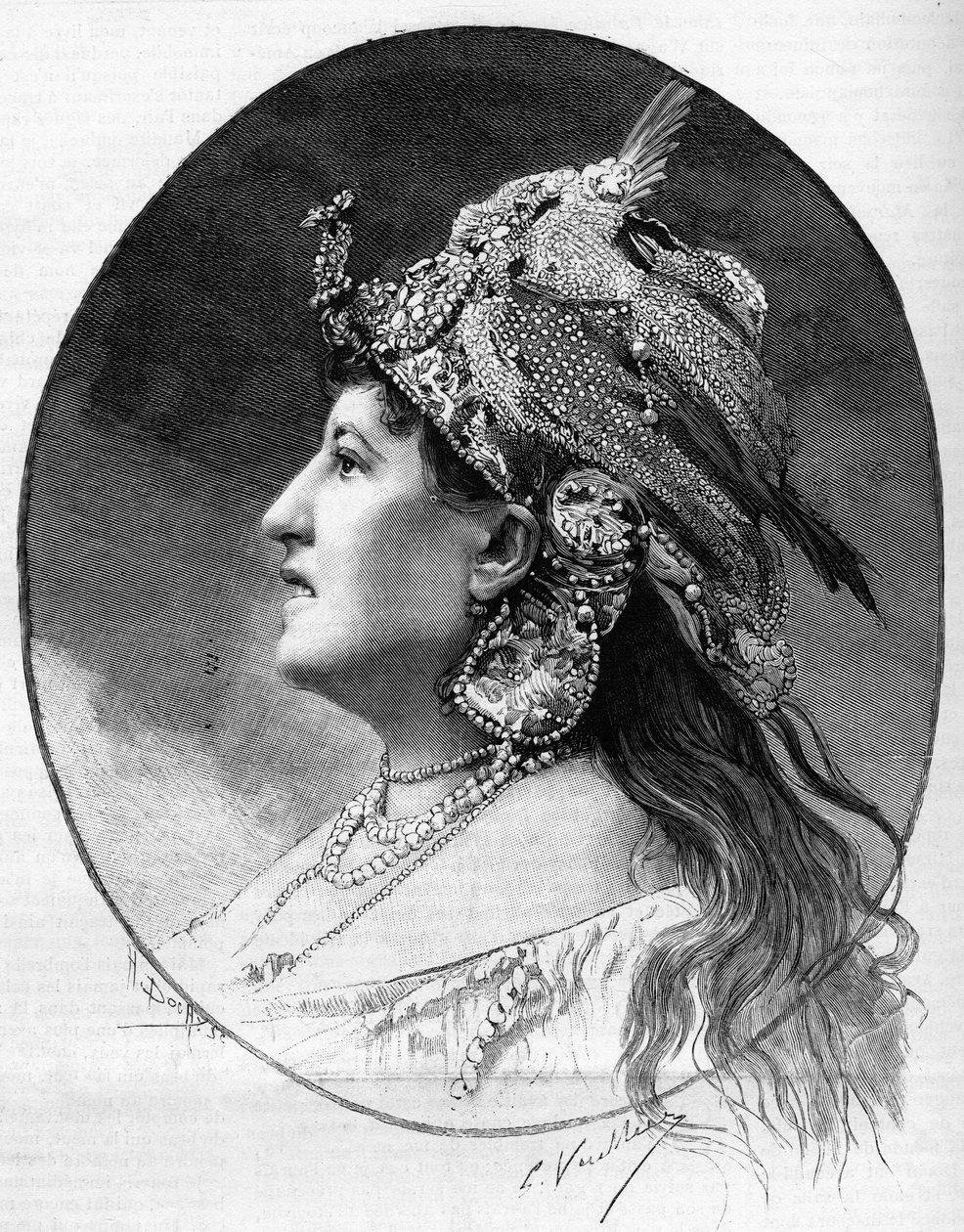 Portrait of the letter woman Judith Gauthier (1845-1917) in 1888. av Unknown artist