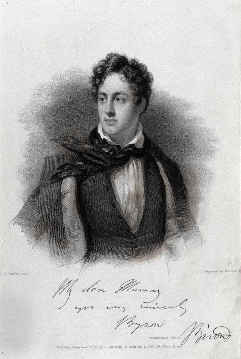 Portrett av poeten George Gordon Byron (1788-1824). av Unknown artist