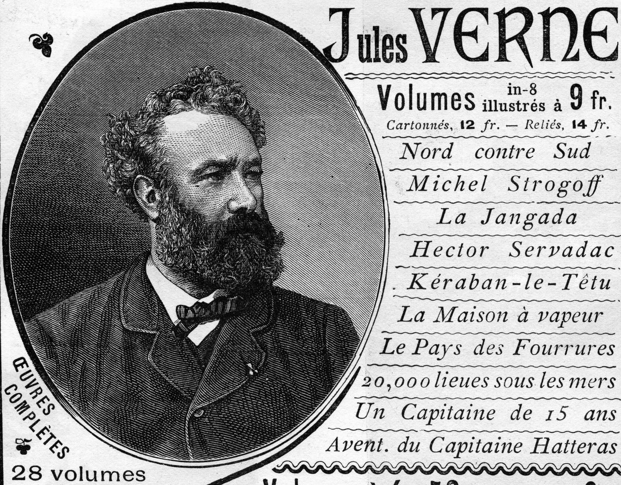 Portrett av forfatteren Jules Verne (1828-1905) i 1887. av Unknown artist