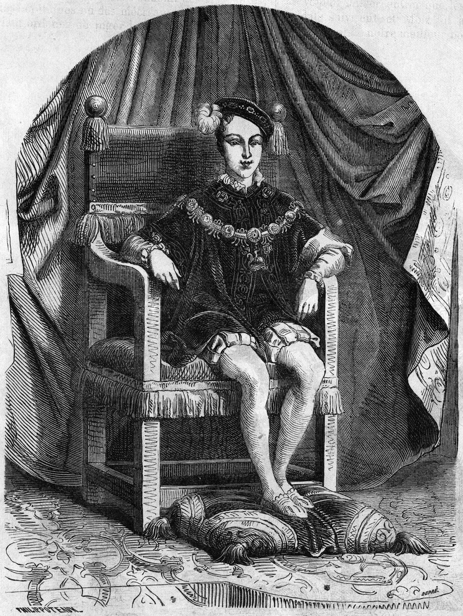 Portrett av den unge kong Edward VI av England og Irland (1537-1553), gravering fra 1800-tallet. av Unknown artist