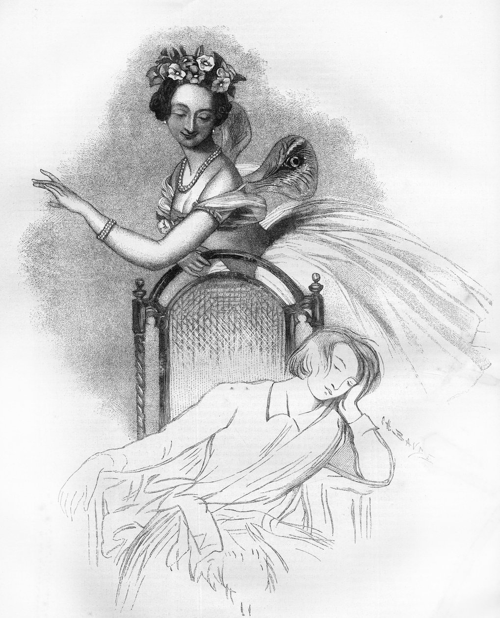 Portrett publisert ved Marie Taglionis død (1804-1884) fransk romantisk ballerina representert her i rollen som honorar Sylphide i "Zephire et Flore" av Charles Louis Didelot. Gravering i "" Le Monde Illustré"" av Unknown artist