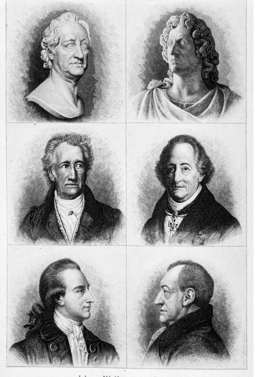 Portretter av Goethe. Sd. gravering fra 1800-tallet. av Unknown artist
