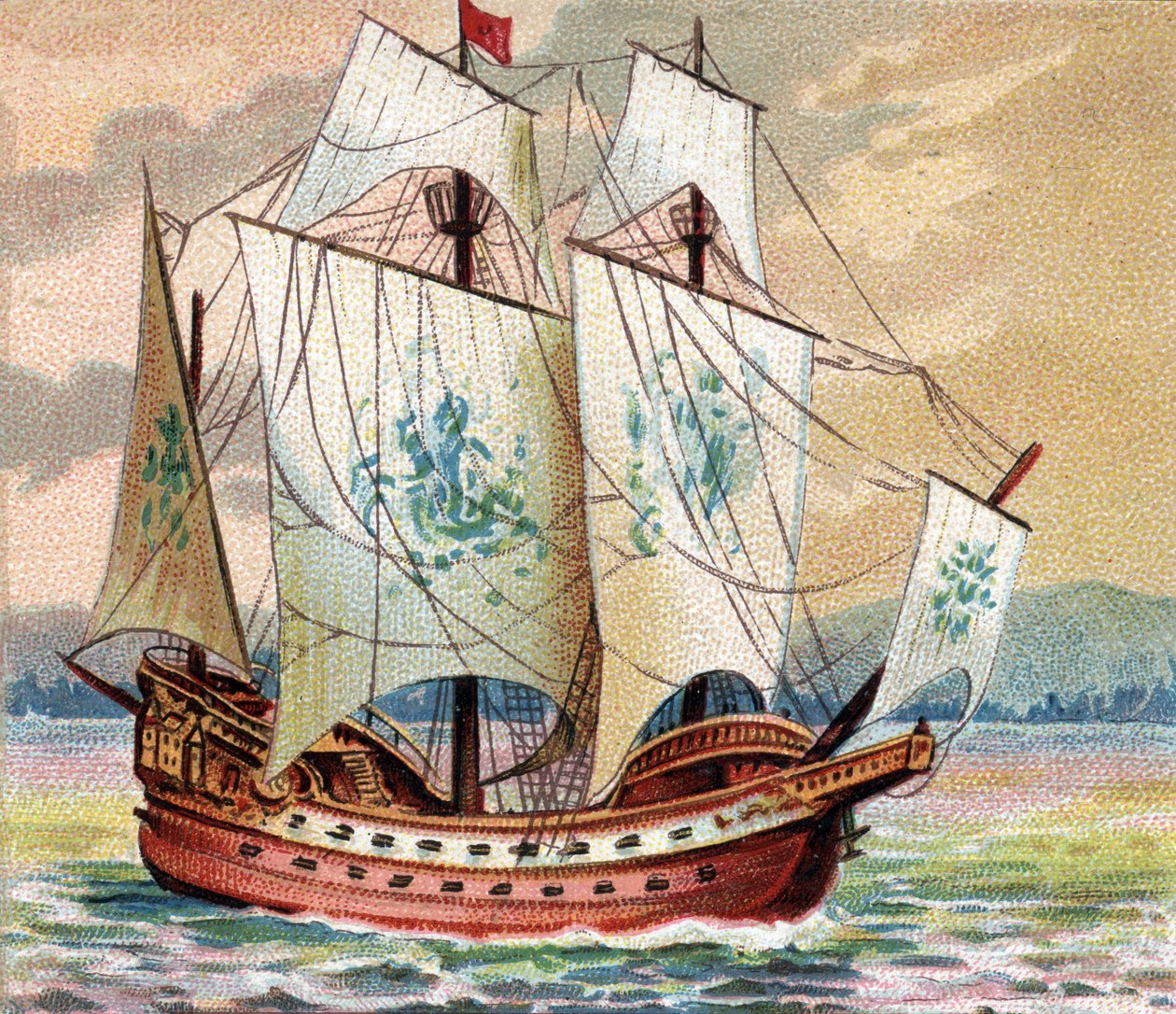Portugisisk Carrack - Portugisisk Caraque - Representasjon av en karakkarakter (skip) av den portugisiske flåten sent på 1400-tallet av Unknown artist