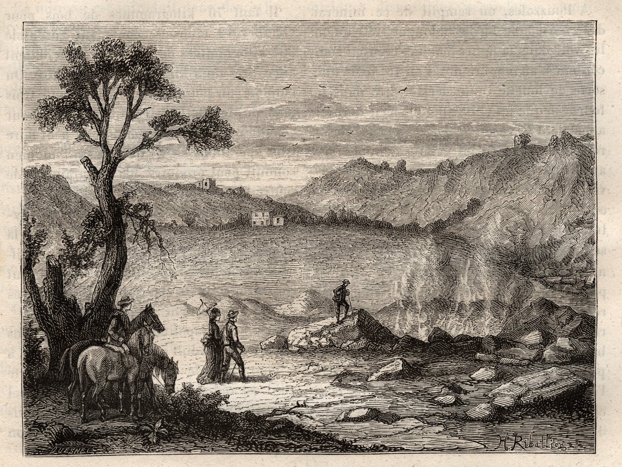 Pozzuoli Solfatara, near Naples - Solfatare de Pouzolles, Italy - engraving in 