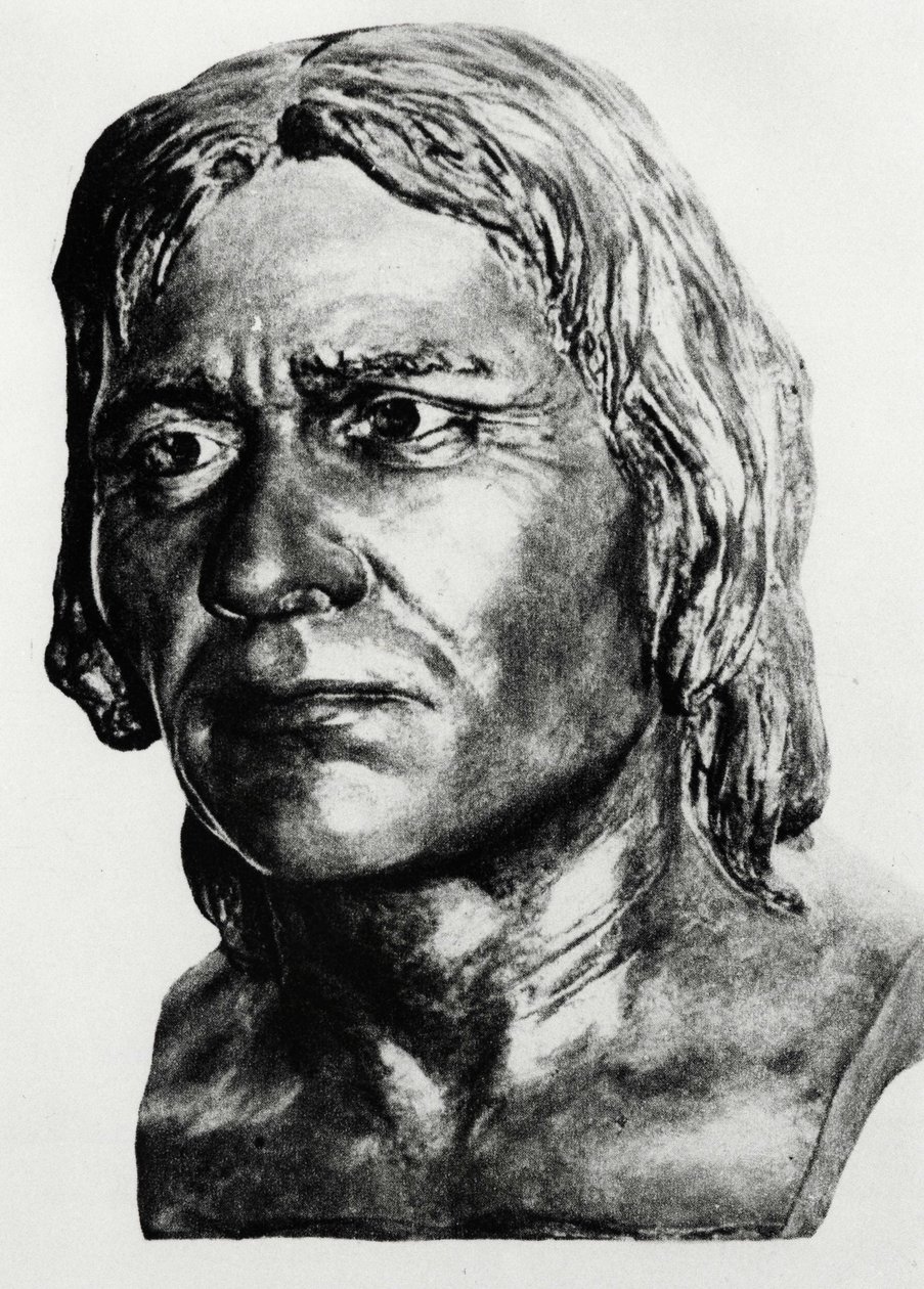 Forhistorie: rekonstruksjon av Cro-Magnons mann (byste), etter Mac Grégor. av Unknown artist