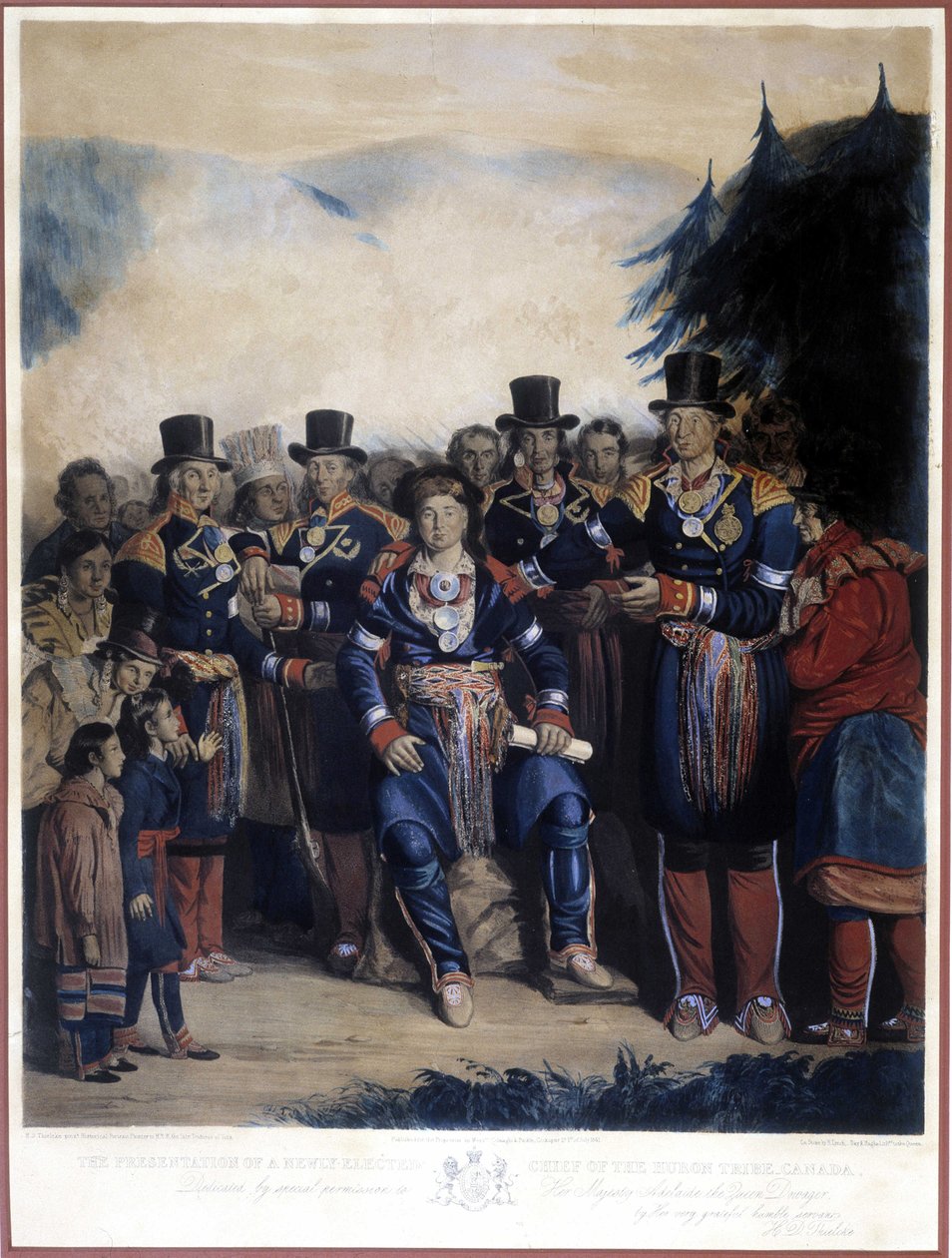 Presentasjon av den nyvalgte sjefen for Huron-indianerne i Canada av Unknown artist