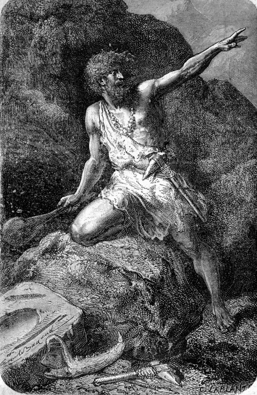 Primitiv mann i reintiden (øvre paleolitikum). av Unknown artist