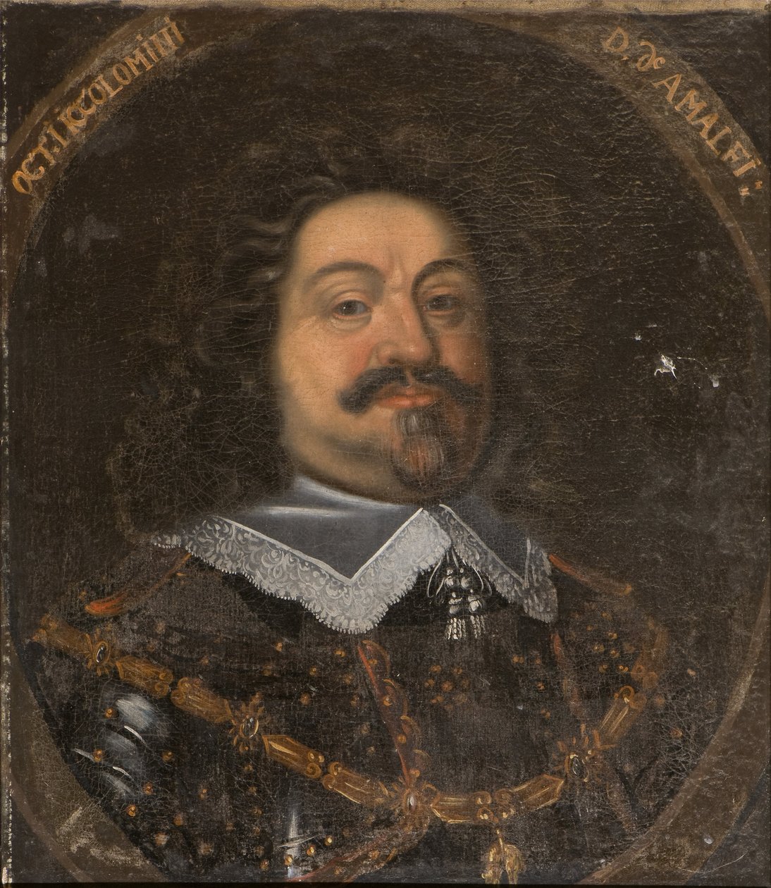 Prins Ottavio Piccolomini av Aragon, hertug av Amalfi, general og ridder av St. Johannesordenen av Jerusalem - Portrett av prins Octavio Piccolomini (1599-1656), hertug av Amalfi, anonym. Olje på lerret. Mål: 65x54 cm. Stockholms nasjonalmuseum av Unknown artist