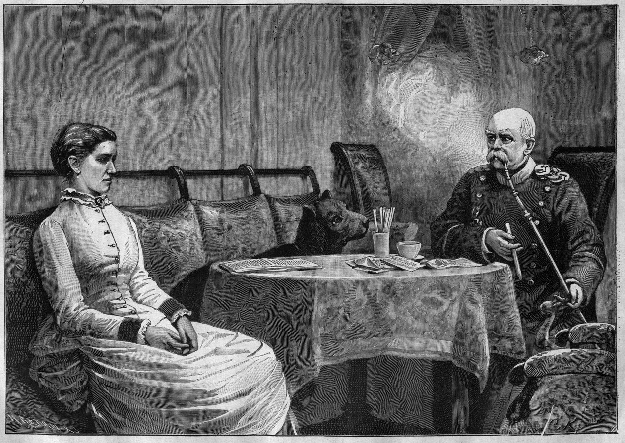 Prins Otto von Bismarck (1815-98) og hans kone, Johanna (1824-94) - gravering 1887 av Unknown artist