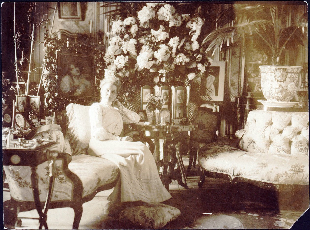 Prinsesse Zinaida Jusupova i familiestuen i Jusupov-palasset i St. Petersburg av Unknown Artist
