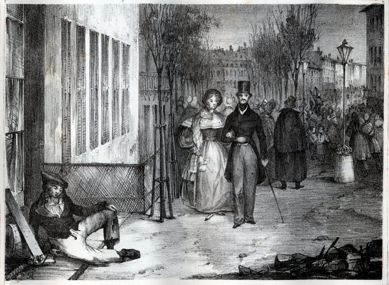 Promenade sur les boulevards i Paris på 1800-tallet - gravering av Unknown artist