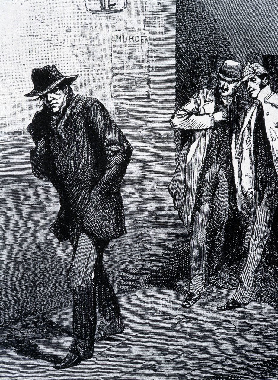 Psykoseatmosfære om natten i Londons gater (på grunn av drapene på Jack the Ripper) - sent på 1800-tallet, ca. 1888. av Unknown artist