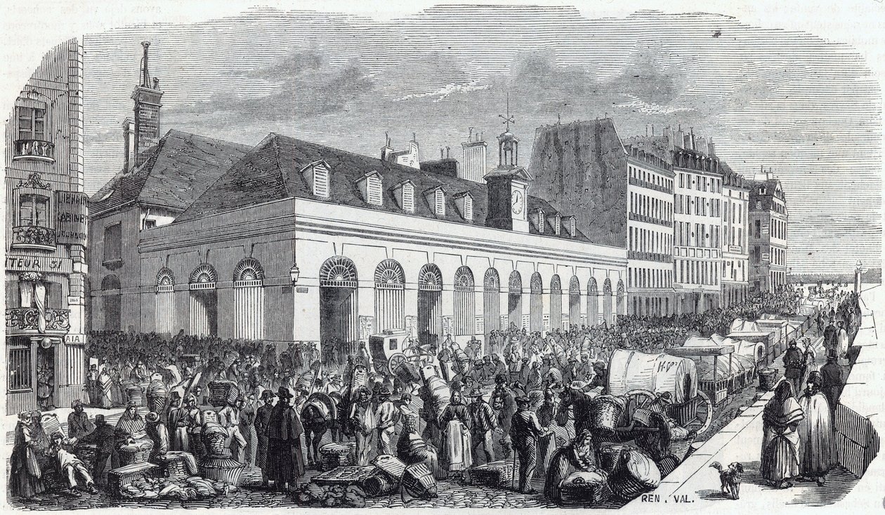 Quai des Augustins: Walk of the Valley - Gravering i "" Tableau-de-Paris"" av Edmond Texier av Unknown artist