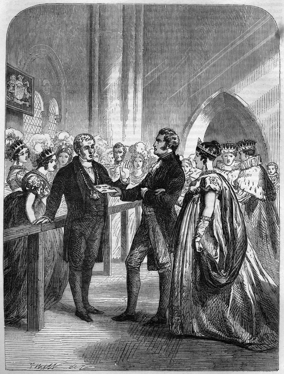 Dronning Caroline (Caroline av Brunswick-Wolfenbutte (Brunswick Wolfenbutte) (dronningkonsort av kong George IV av Storbritannia) slått tilbake fra døren til Westminster Abbey 1820 (gravering) av Unknown artist