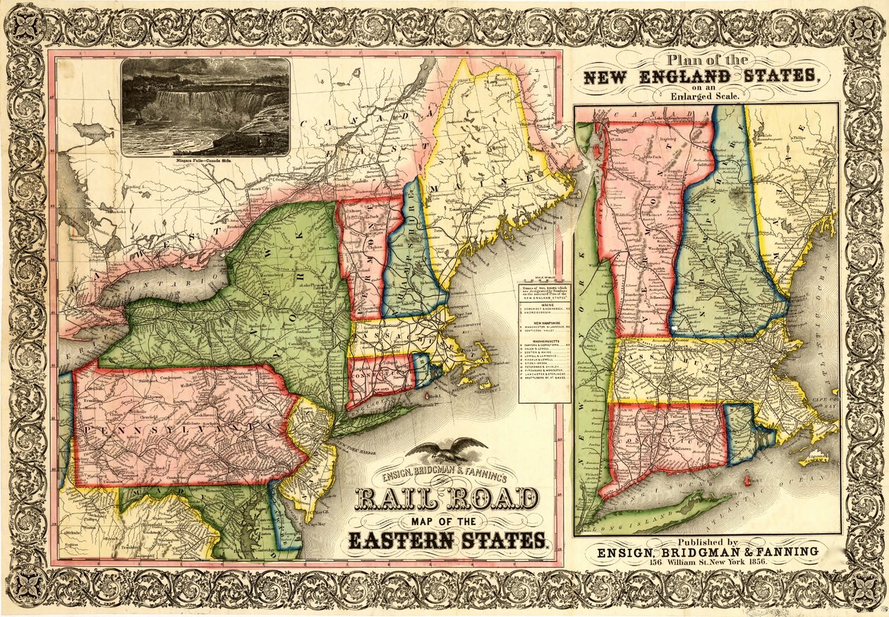 Jernbanekart over de østlige statene, New England av Unknown Artist