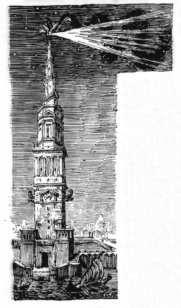 Rekonstruksjon av fyret i Alexandria etter Ebers Egypt. av Unknown artist