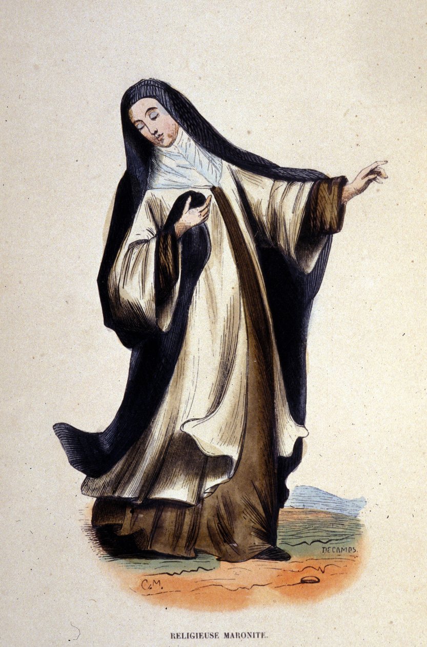 Religiøs maronitt. Gravering fra et album på religiøse ordre, Paris av Unknown artist