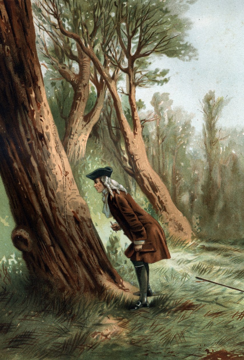 René Antoine Ferchault de Réaumur (1683-1757), fransk fysiker og naturforsker, studerer caterilles moral.etter «La Ciencia y sus Hombres par Louis Figuier» Barcelona 1881 av Unknown artist